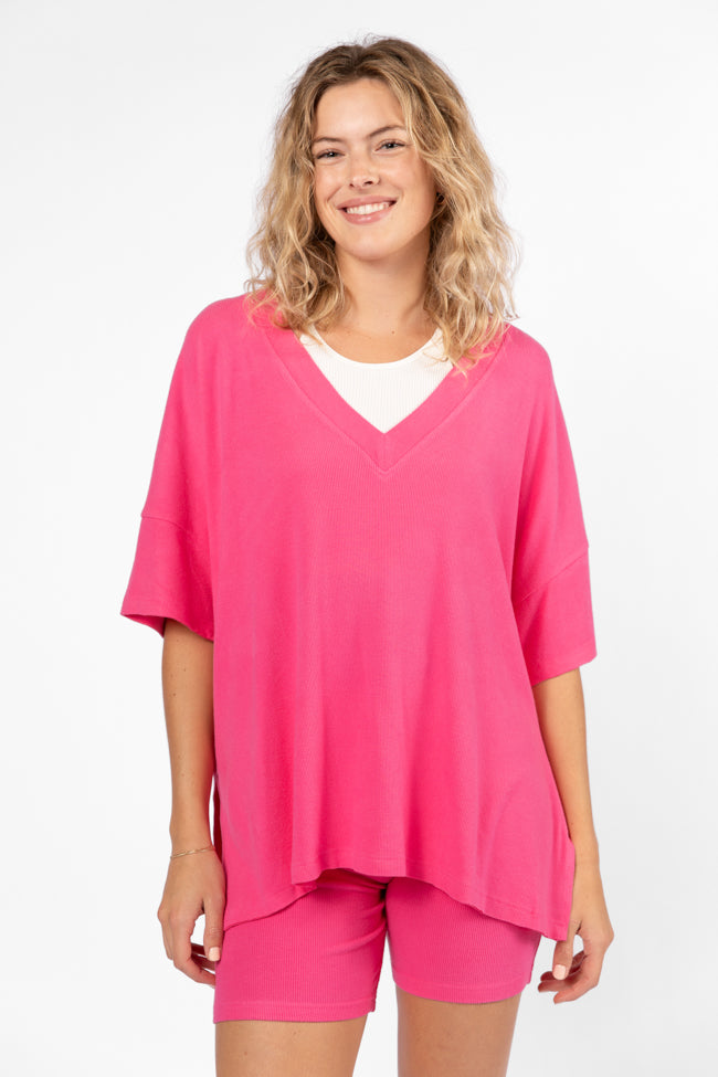Love Me So Heather Hot Pink Ribbed Knit Set FINAL SALE-Sunny Prom