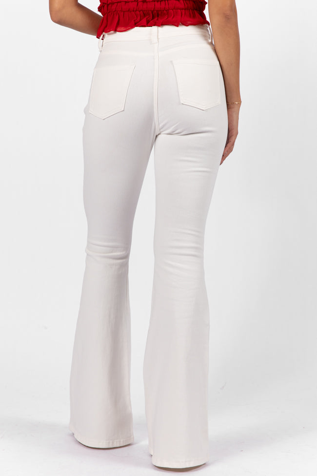 Maren White Stretchy Flare Jeans FINAL SALE-Sunny Prom