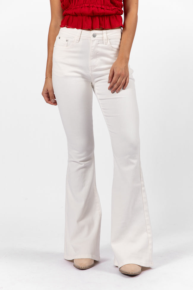 Maren White Stretchy Flare Jeans FINAL SALE-Sunny Prom