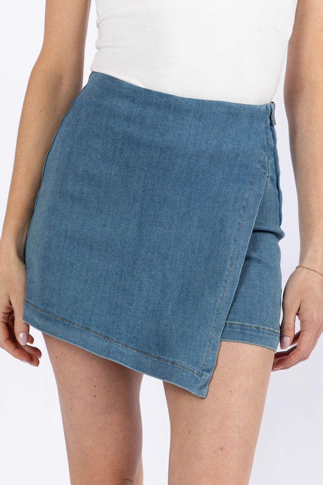 My Favorite Medium Wash Denim Skort-Sunny Prom