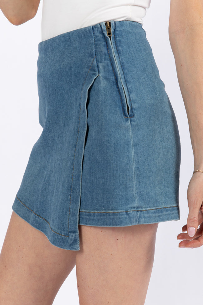 My Favorite Medium Wash Denim Skort-Sunny Prom