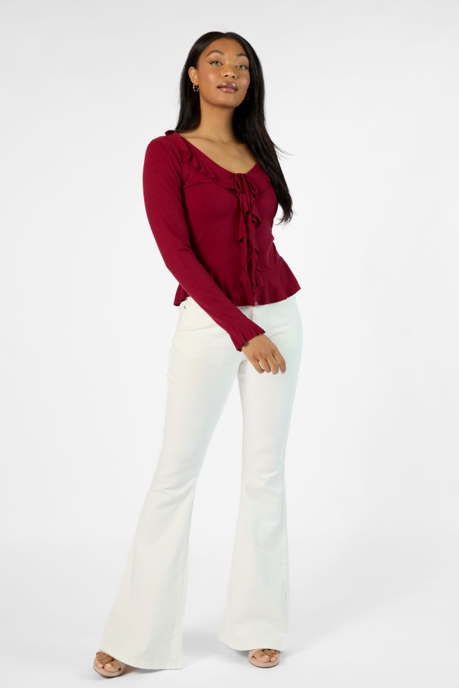 Maren White Stretchy Tall Flare Jeans FINAL SALE-Sunny Prom