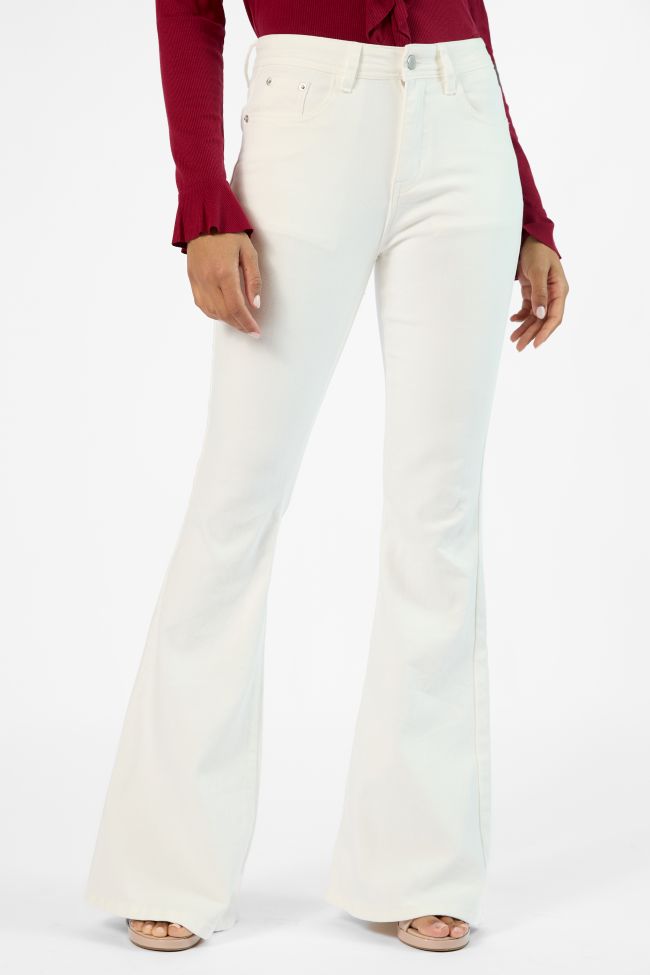Maren White Stretchy Tall Flare Jeans FINAL SALE-Sunny Prom