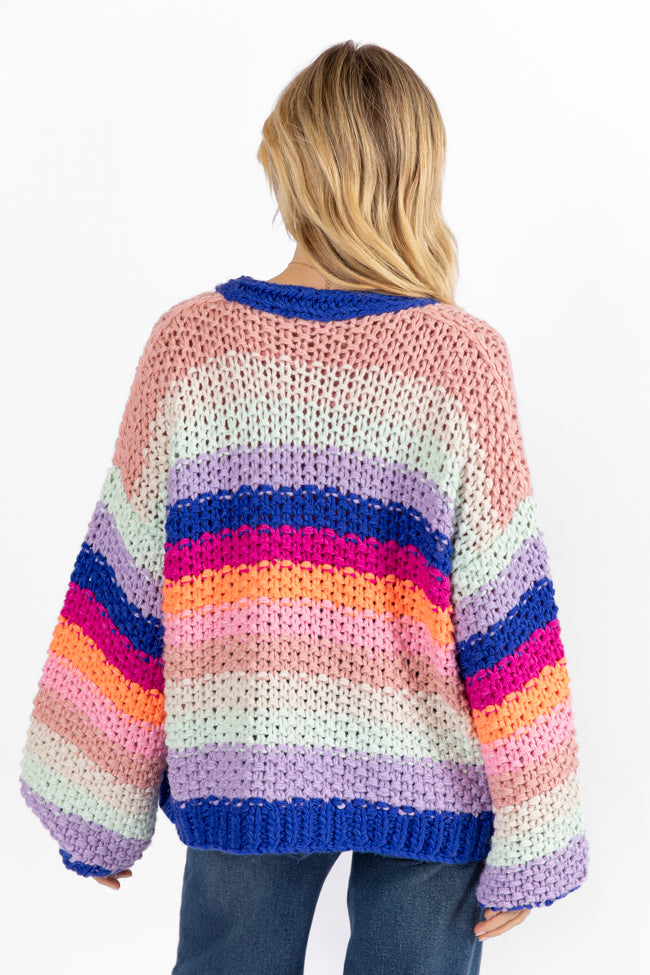 Forgot You Existed Navy Multi Striped Cardigan FINAL SALE-Sunny Prom