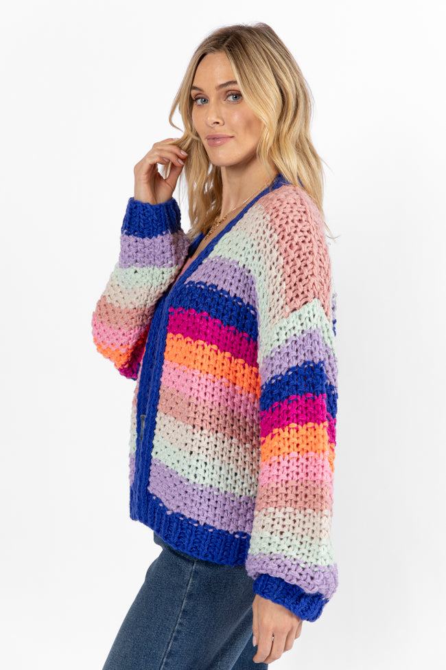 Forgot You Existed Navy Multi Striped Cardigan FINAL SALE-Sunny Prom