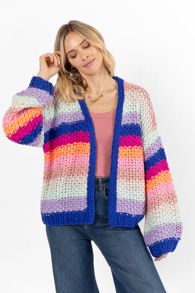 Forgot You Existed Navy Multi Striped Cardigan FINAL SALE-Sunny Prom