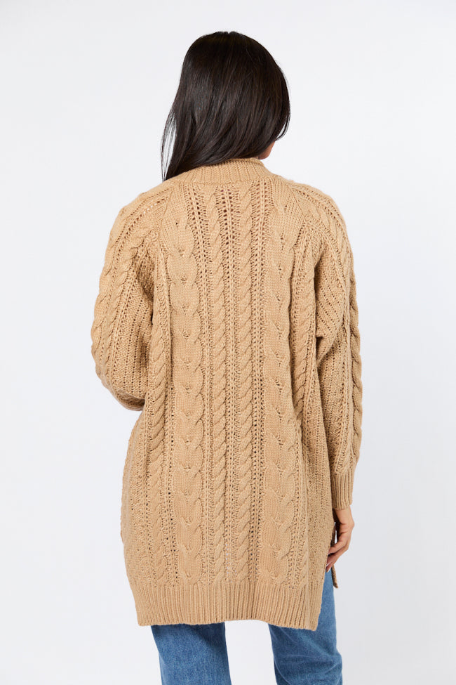 Sweet Nothings Tan Chunky Cable Knit Cardigan FINAL SALE-Sunny Prom