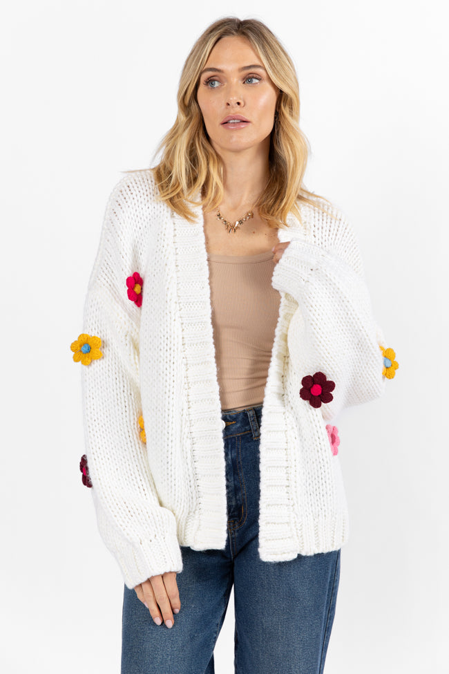 The Way I Feel Ivory Multi Flower Embroidered Cardigan FINAL SALE-Sunny Prom