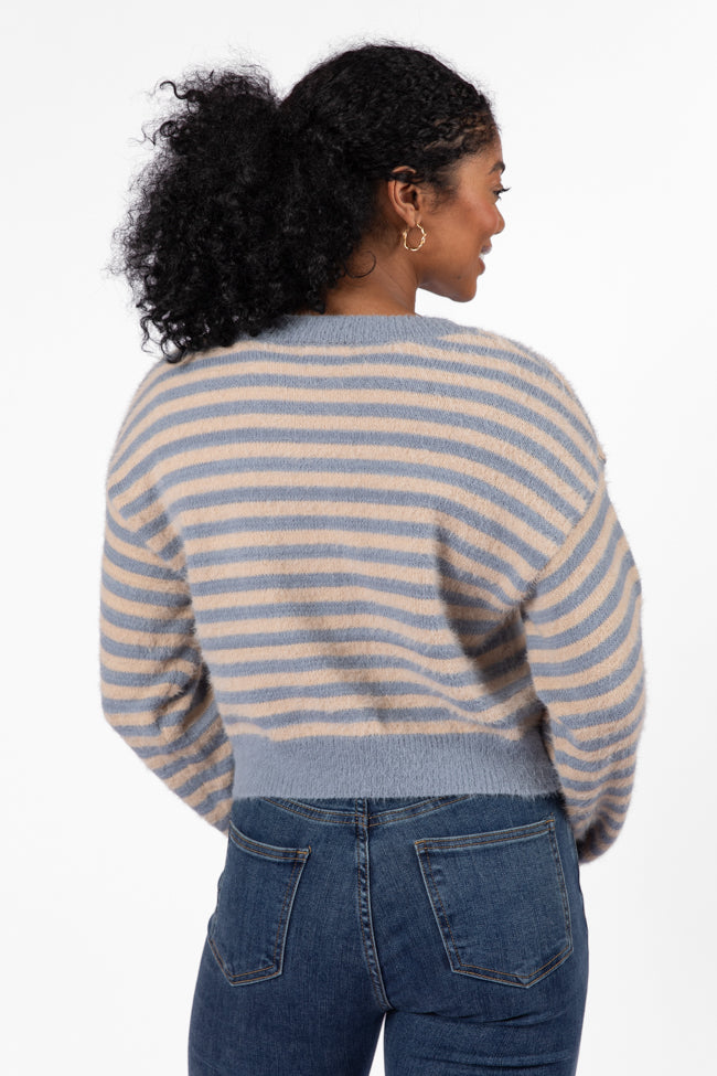 More Than Amazing Slate Grey Striped Button Front Cardigan FINAL SALE-Sunny Prom