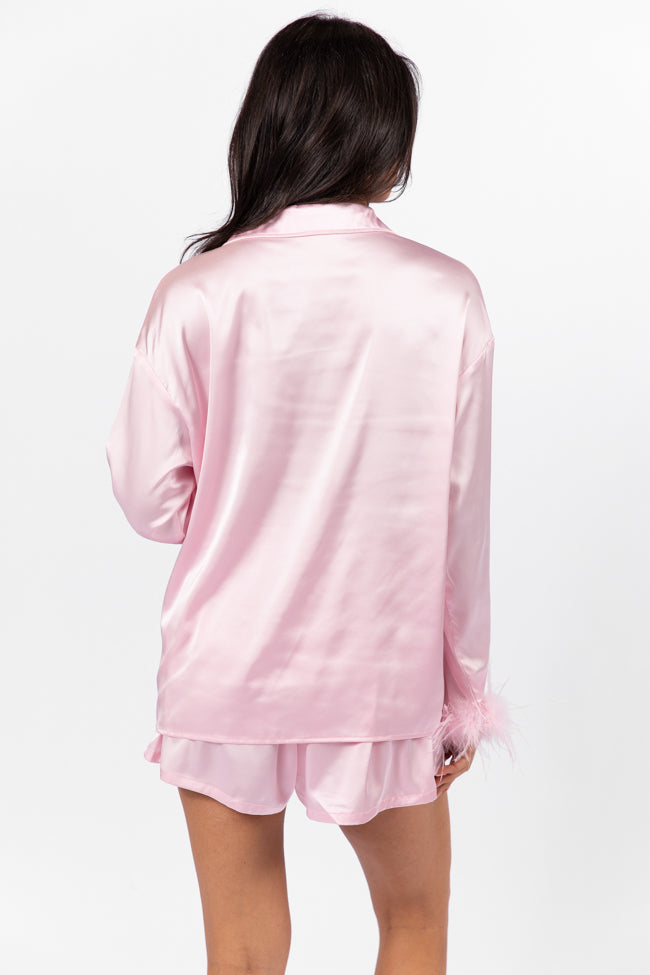 Early Riser Pale Pink Satin Pajama Top FINAL SALE-Sunny Prom