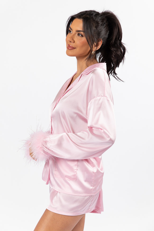 Early Riser Pale Pink Satin Pajama Top FINAL SALE-Sunny Prom