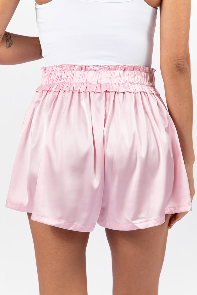 Early Riser Pale Pink Satin Pajama Shorts FINAL SALE-Sunny Prom