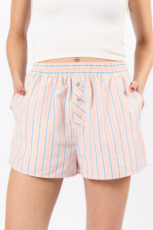 Sunday Morning Coral Multi Striped Boxer Shorts FINAL SALE-Sunny Prom