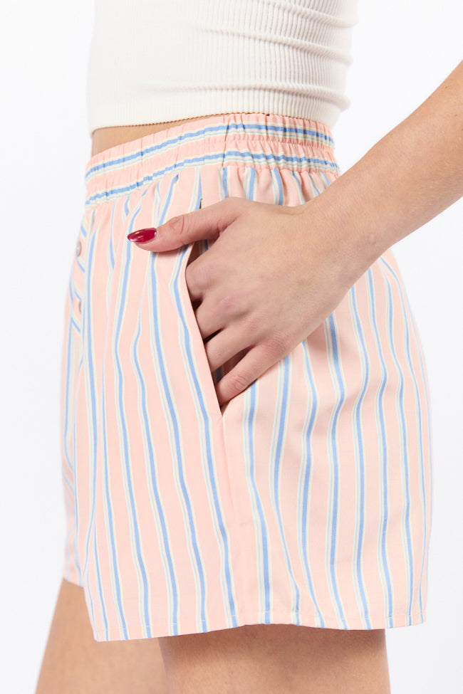 Sunday Morning Coral Multi Striped Boxer Shorts FINAL SALE-Sunny Prom