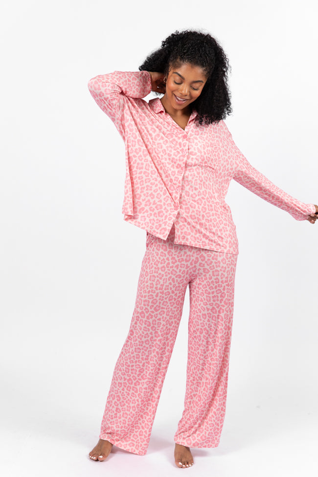 Sweet Dreams Pink Leopard Pajama Long Sleeve Top FINAL SALE-Sunny Prom