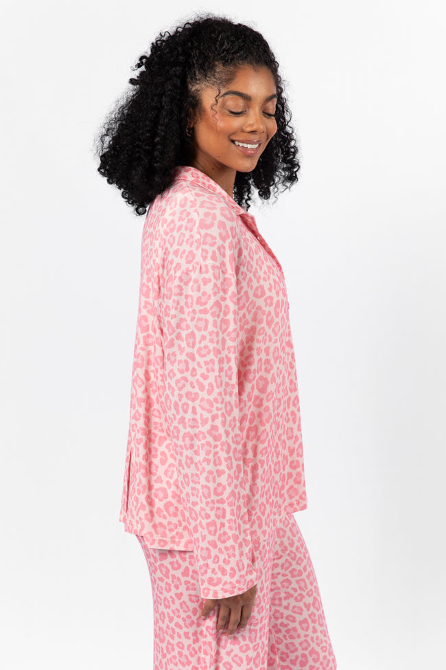 Sweet Dreams Pink Leopard Pajama Long Sleeve Top FINAL SALE-Sunny Prom