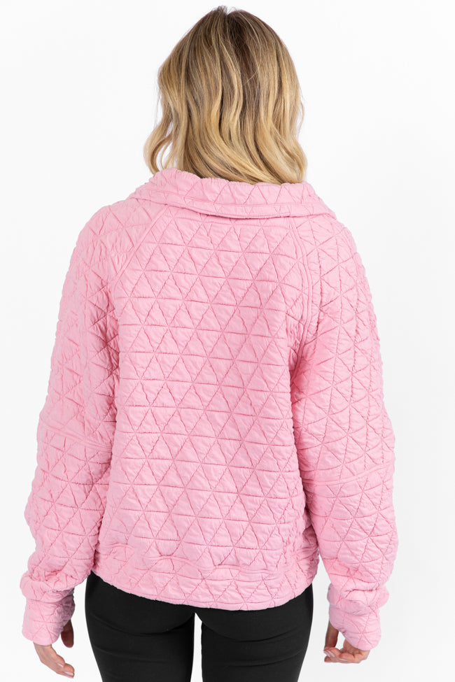 Love Is Everything Pink Quilted Quarter Zip Pullover FINAL SALE-Sunny Prom