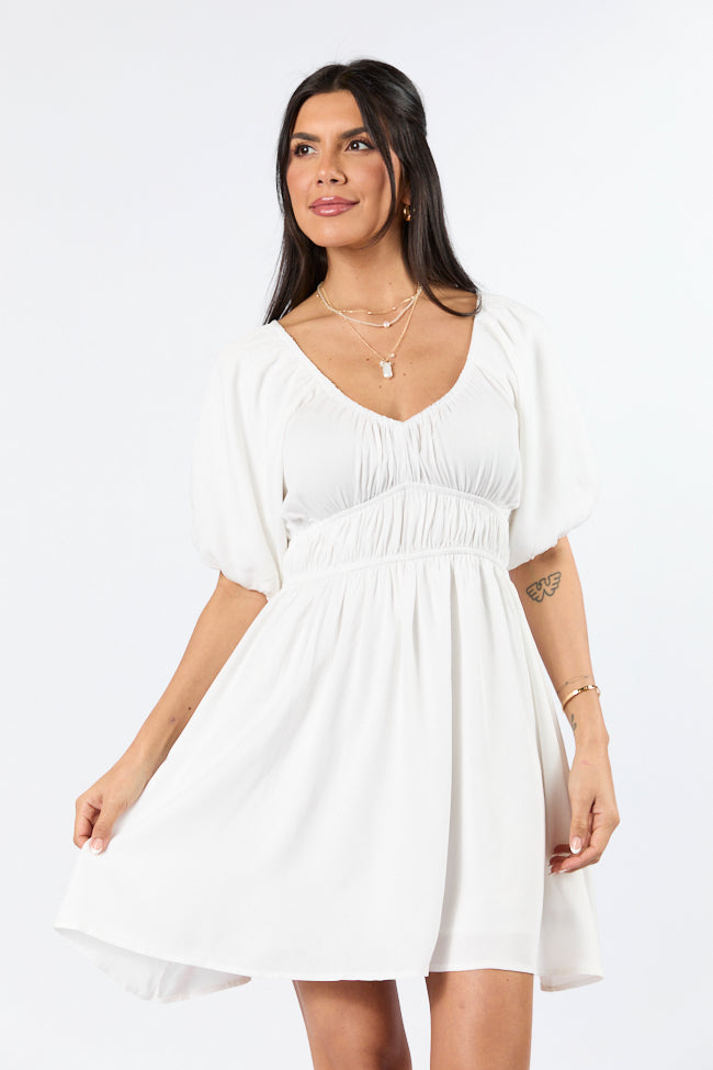 When In Paradise White Solid Mini Dress FINAL SALE-Sunny Prom