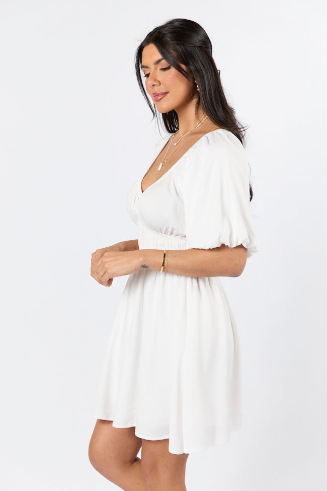 When In Paradise White Solid Mini Dress FINAL SALE-Sunny Prom