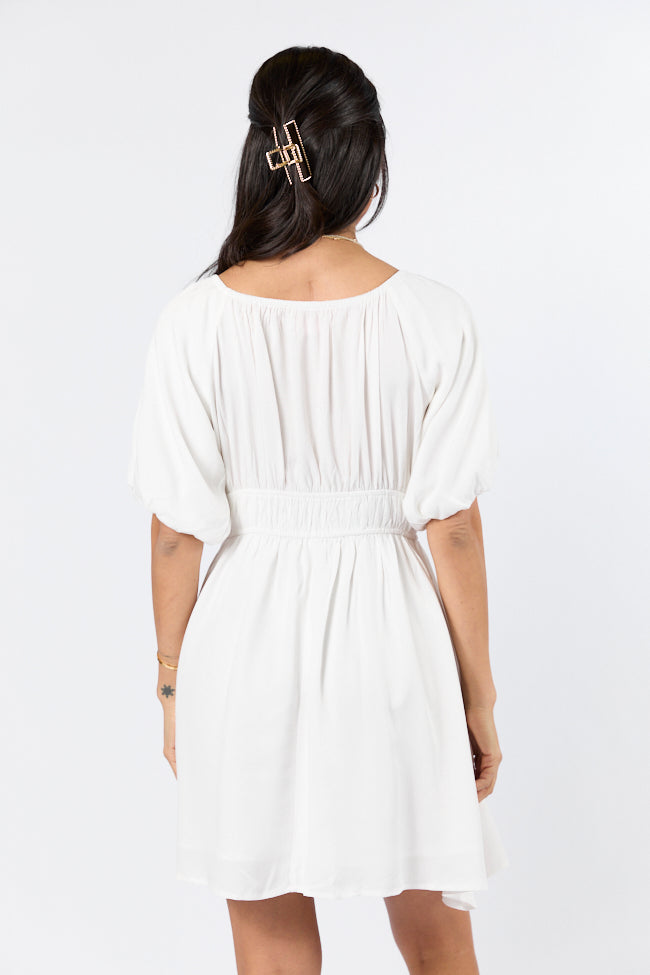 When In Paradise White Solid Mini Dress FINAL SALE-Sunny Prom