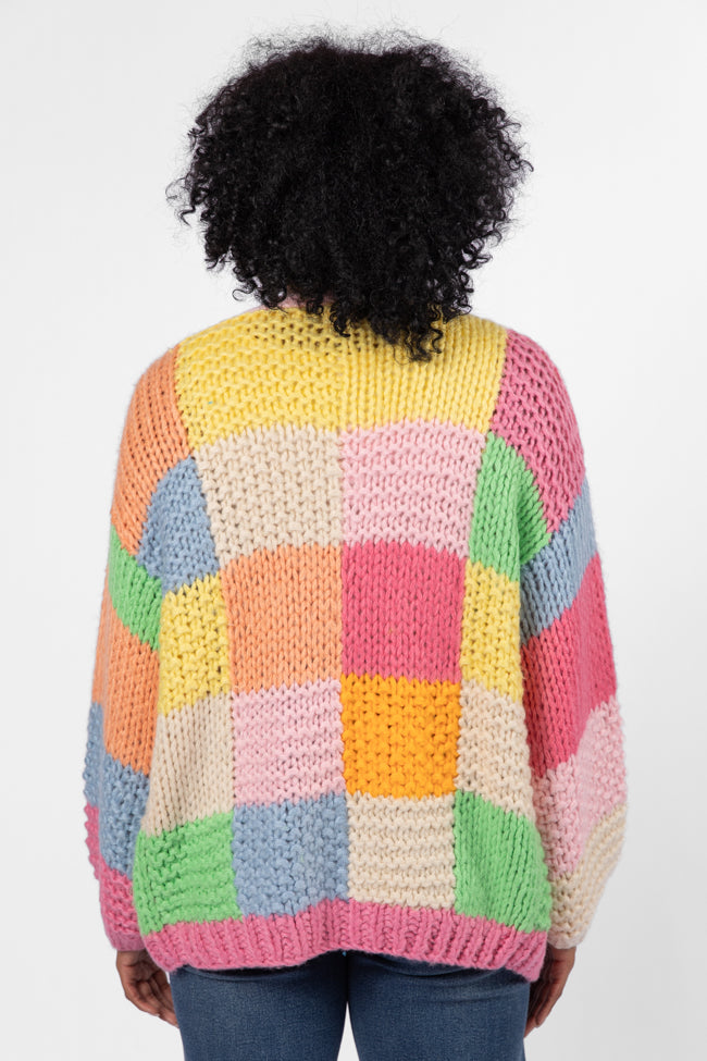 Still Deciding Pink Multi Color Block Cardigan FINAL SALE-Sunny Prom