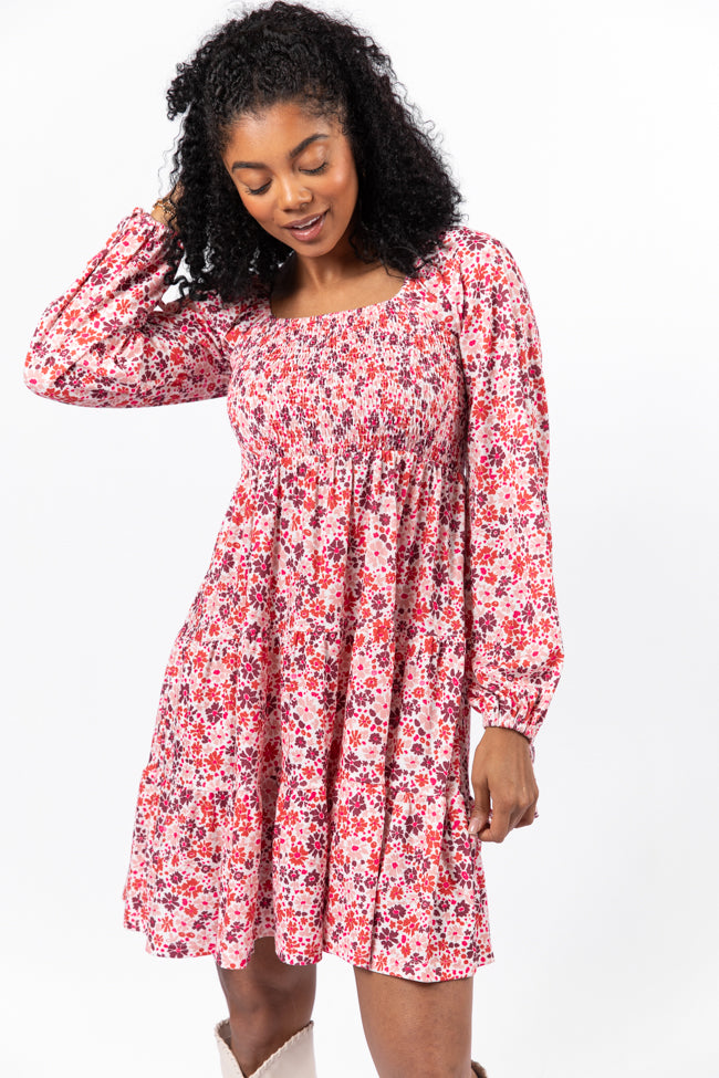 All About You Multi Smocked Knit Floral Dress FINAL SALE-Sunny Prom