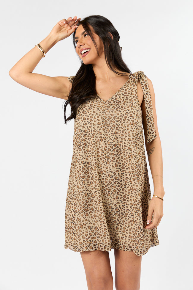 Wild Love Leopard Print Tie Shoulder Dress FINAL SALE-Sunny Prom