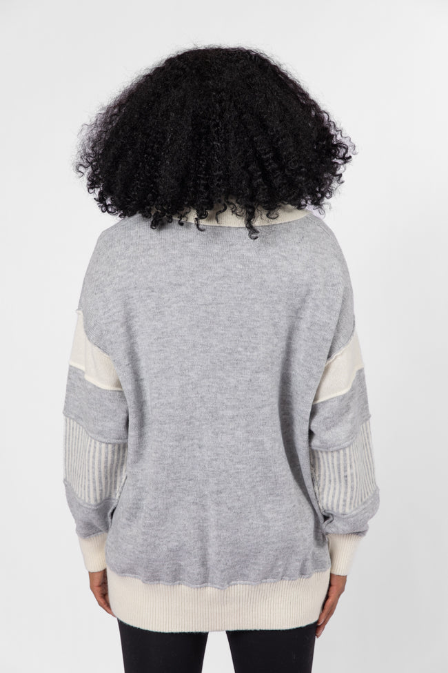 Think About It Heather Grey Collared Oversized Sweater FINAL SALE-Sunny Prom