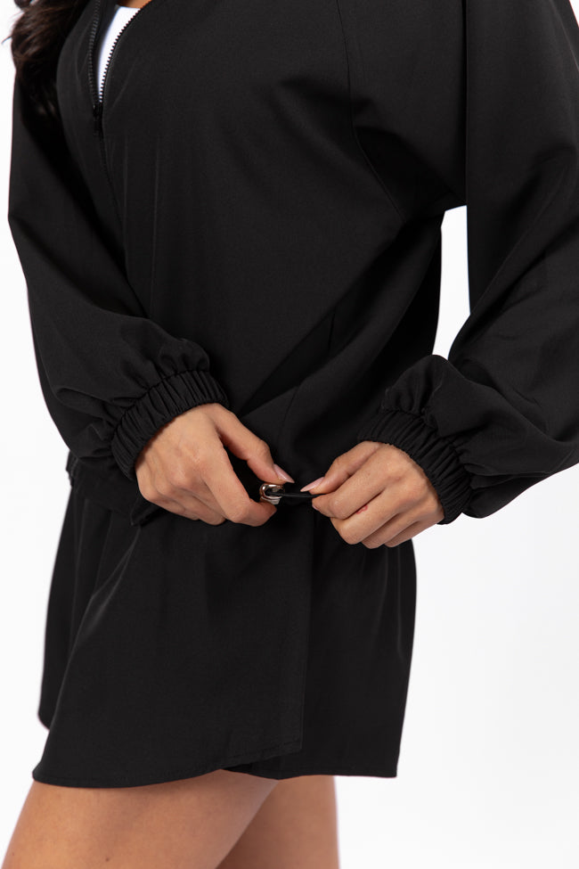 On The Daily Black Full-Zip Windbreaker FINAL SALE-Sunny Prom