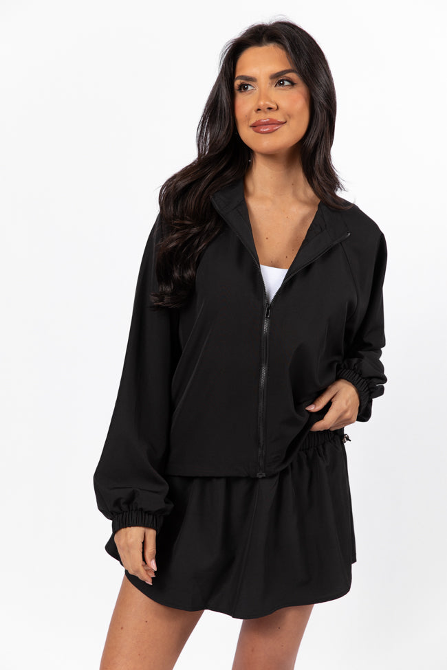 On The Daily Black Full-Zip Windbreaker FINAL SALE-Sunny Prom