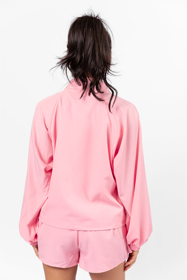 On The Daily Light Pink Full-Zip Windbreaker FINAL SALE-Sunny Prom