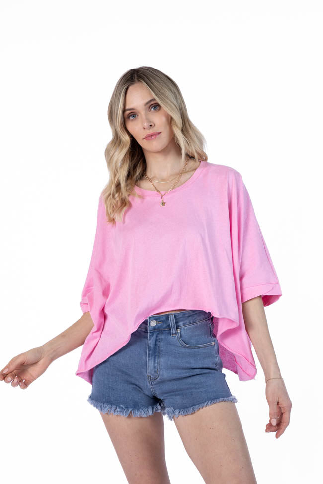 Great Days Ahead Pink Asymmetrical Hem Tee SALE-Sunny Prom