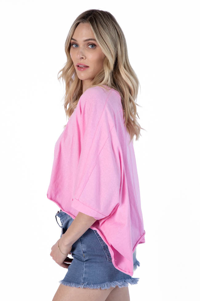 Great Days Ahead Pink Asymmetrical Hem Tee SALE-Sunny Prom