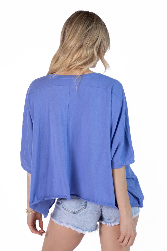 Great Days Ahead Blue Asymmetrical Hem Tee FINAL SALE-Sunny Prom