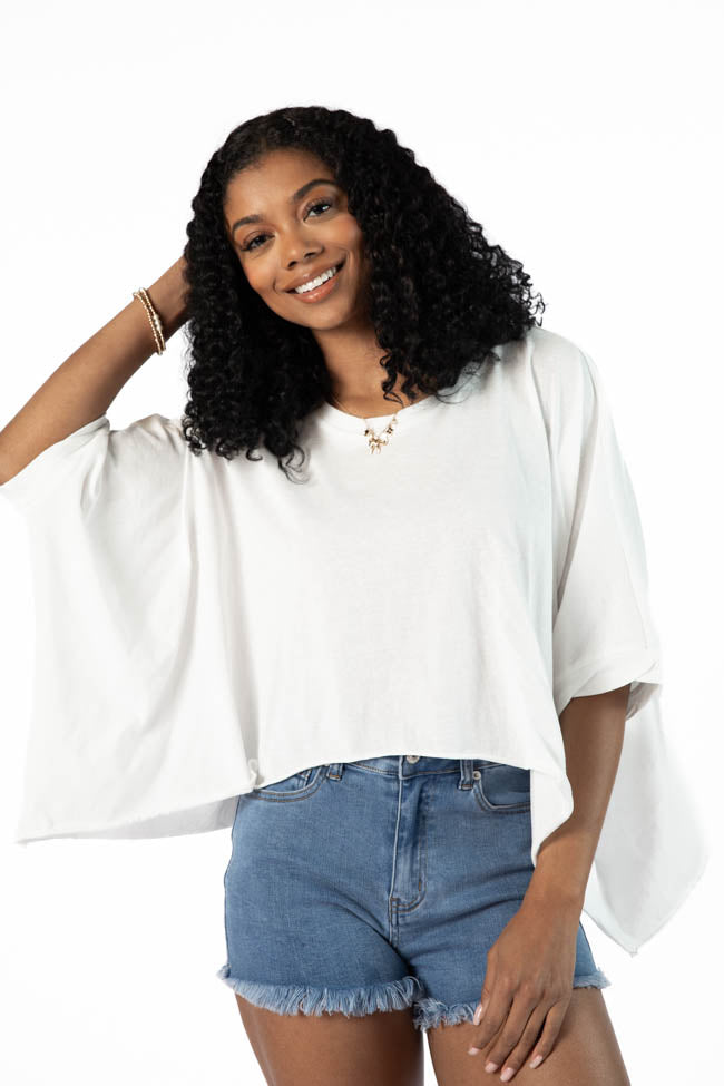 Great Days Ahead Ivory Asymmetrical Hem Tee FINAL SALE-Sunny Prom