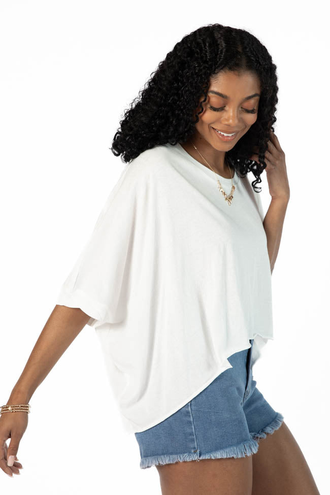 Great Days Ahead Ivory Asymmetrical Hem Tee FINAL SALE-Sunny Prom