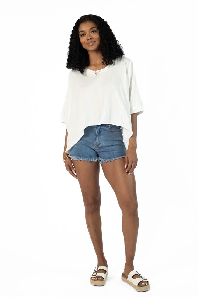 Great Days Ahead Ivory Asymmetrical Hem Tee FINAL SALE-Sunny Prom
