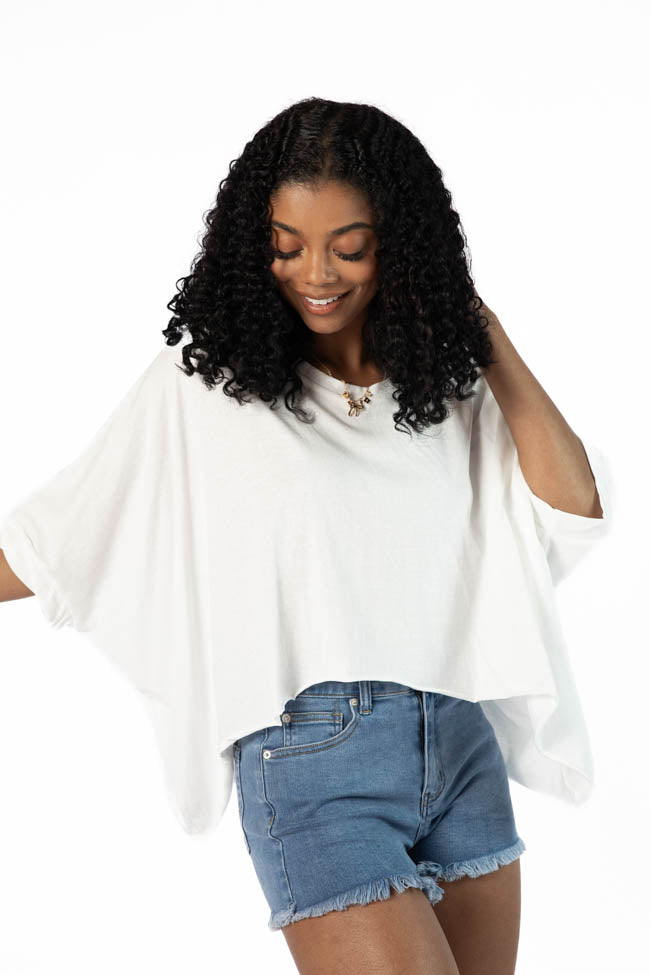 Great Days Ahead Ivory Asymmetrical Hem Tee FINAL SALE-Sunny Prom