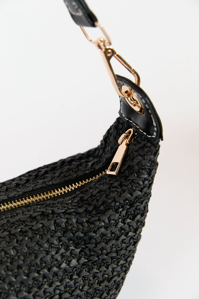 Kelly Black Raffia Crossbody Purse FINAL SALE-Sunny Prom