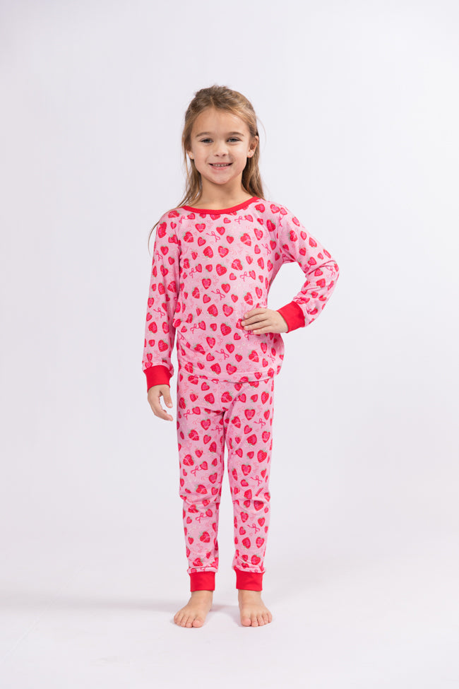 Kid's Sweet Dreams Strawberry Hearts Pajama Set FINAL SALE-Sunny Prom