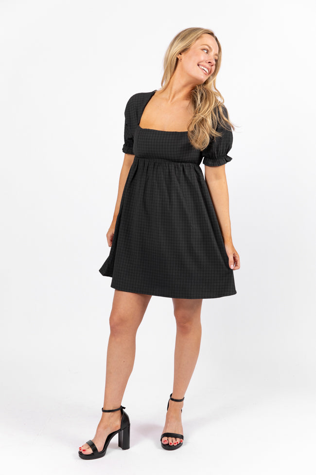 All My Days Black Square Neck Printed Mini Dress FINAL SALE-Sunny Prom