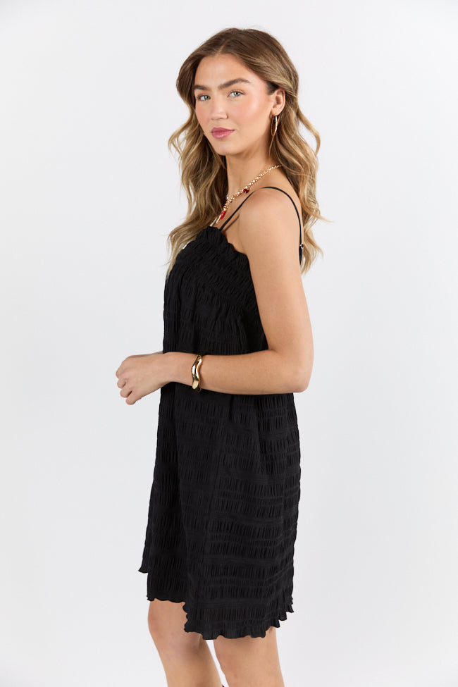 Tidal Tango Black Textured Shift Romper Dress FINAL SALE-Sunny Prom