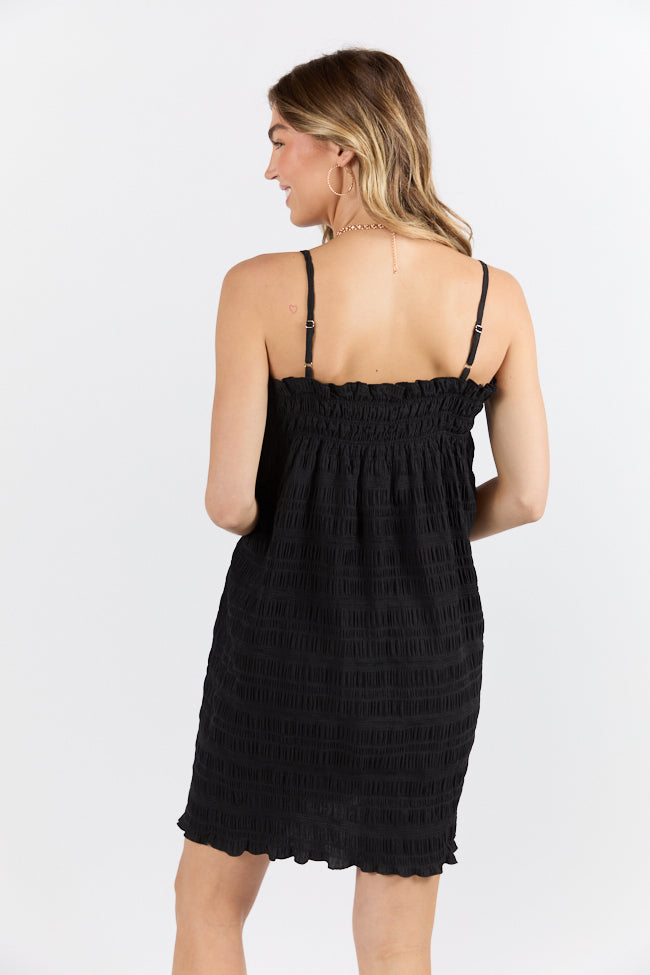 Tidal Tango Black Textured Shift Romper Dress FINAL SALE-Sunny Prom