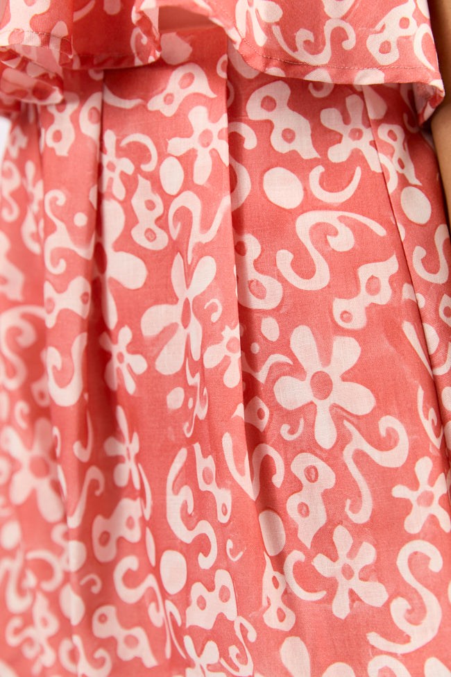 Spotlight Moment Coral Print Halter Neck Romper FINAL SALE-Sunny Prom