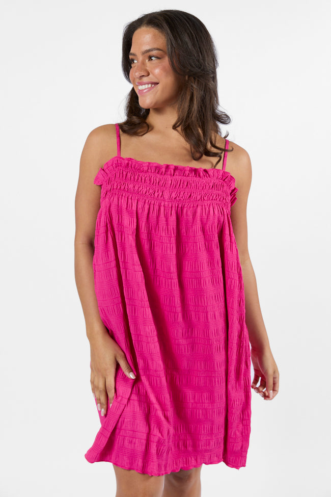 Tidal Tango Pink Textured Shift Romper Dress FINAL SALE-Sunny Prom