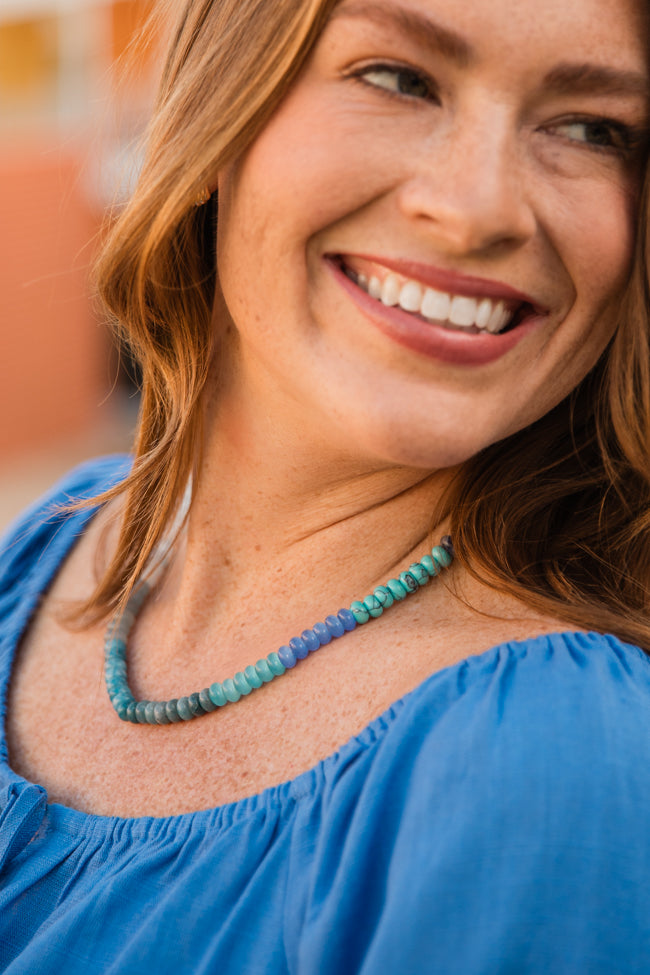 Blue Beaded Necklace FINAL SALE-Sunny Prom