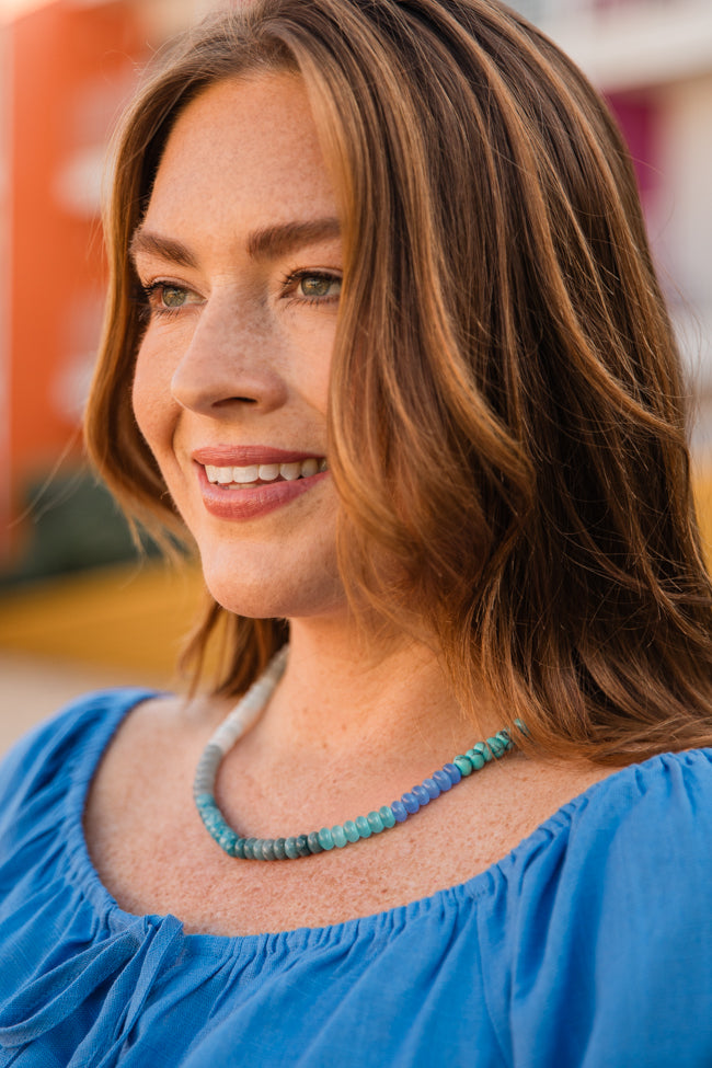 Blue Beaded Necklace FINAL SALE-Sunny Prom
