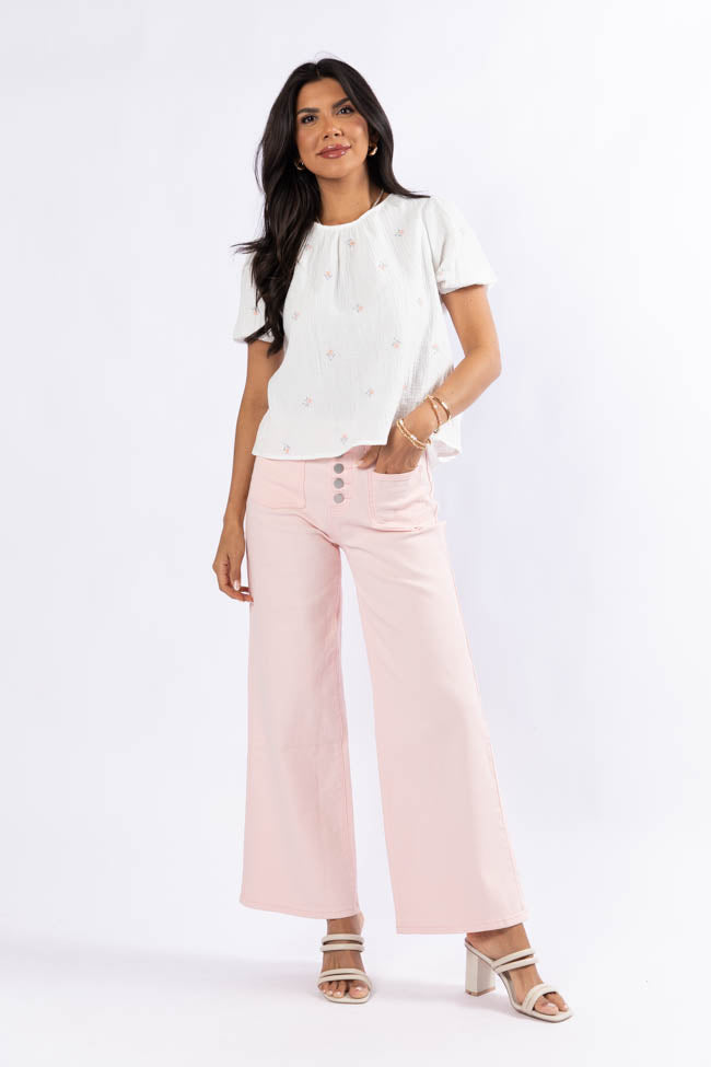Endless Charm Off White Embroidered Gauze Blouse FINAL SALE-Sunny Prom