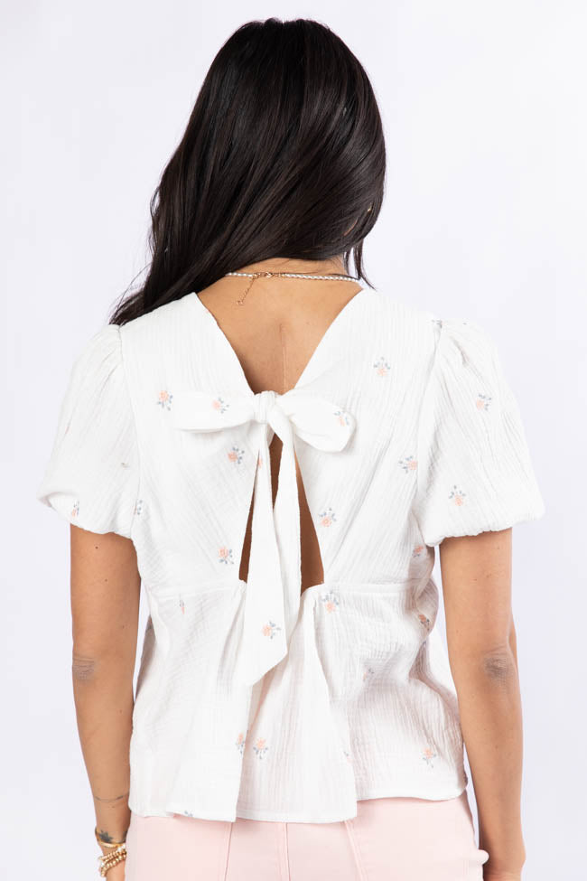 Endless Charm Off White Embroidered Gauze Blouse FINAL SALE-Sunny Prom