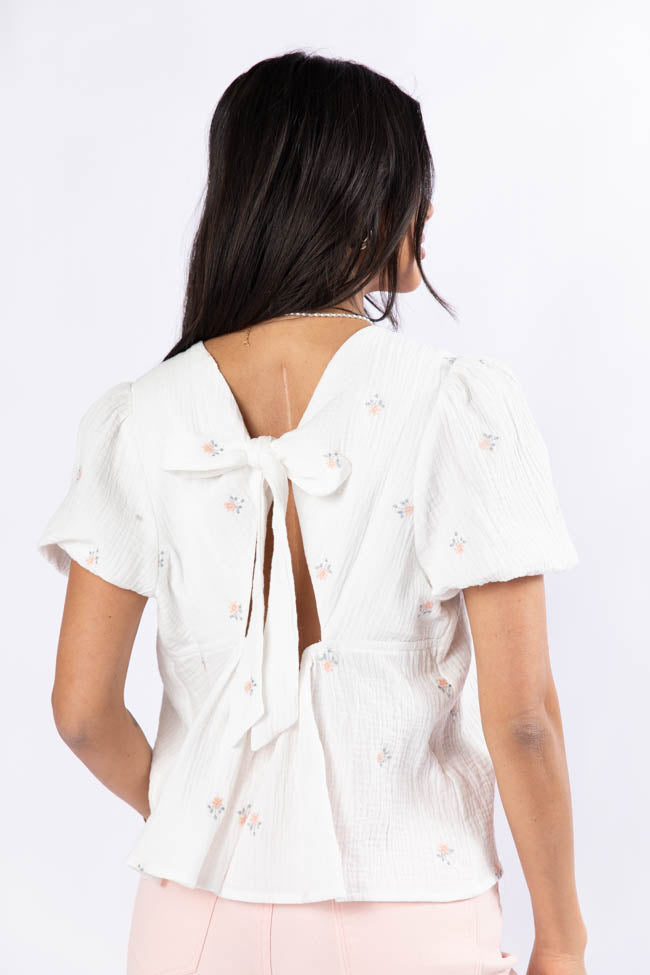 Endless Charm Off White Embroidered Gauze Blouse FINAL SALE-Sunny Prom